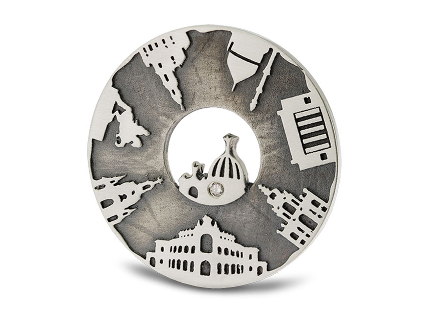 Anhänger Dresden Schmuck Panometer Frauenkirche Semperoper Goldener Reiter Zwinger Hygiene Museum Yenidze Hofkirche Zitronenpresse Albertinum 925er Silber mit Diamant, Souvenir, Accessoire, Geschenk