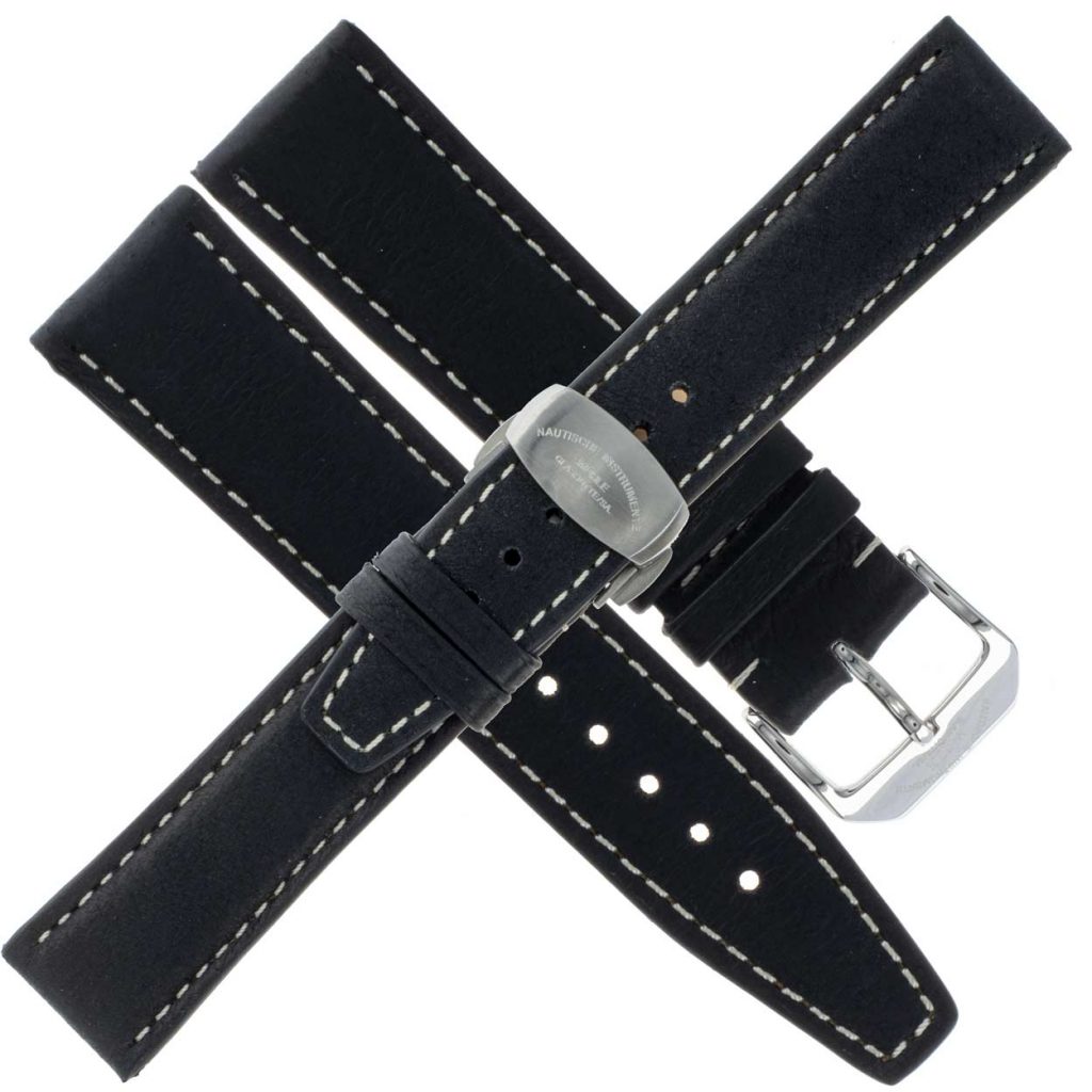 29er Big - Uhrenarmband Leder schwarz 22 mm Herren Faltschließe