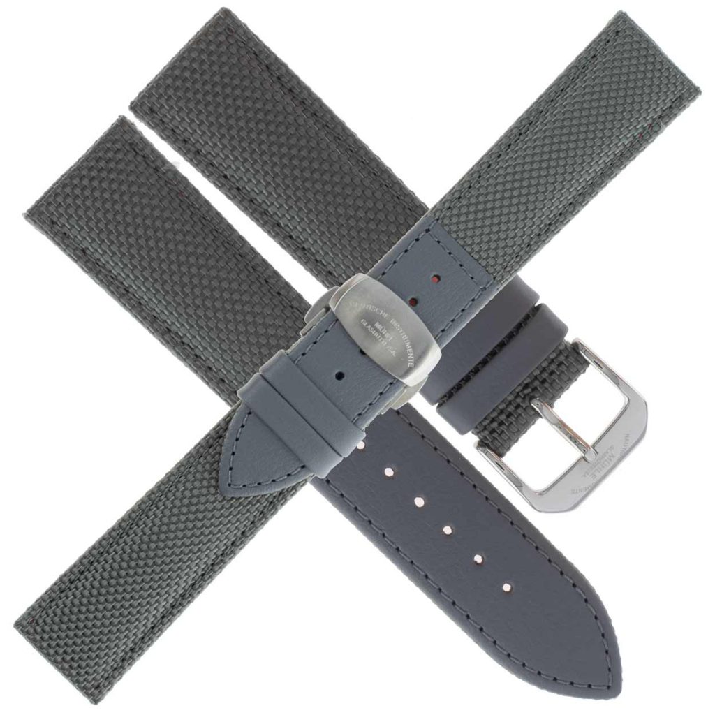 29er Big - Uhrenarmband Canvas silbergrau Faltschließe Mühle Glashütte