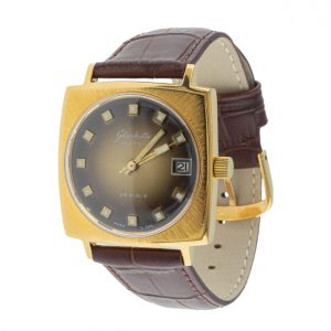 Spezimatic Bison Kal. 75 vergoldet Lederband Krokoprägung